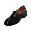 Fashion High Heels Women Pumps Retro Round Toe Genuine Leather 2024 Spring Summer Concise Casual Working Shoes Woman Loafers New Shoes