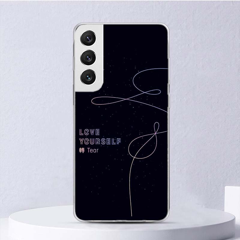 Люби Себя Цветочное Сердце Линия Kpop Мягкий Чехол Для Samsung Galaxy S25 S24 S23 S22 Ultra Чехол Для Телефона S20 FE S21 Plus S25Ultra S24