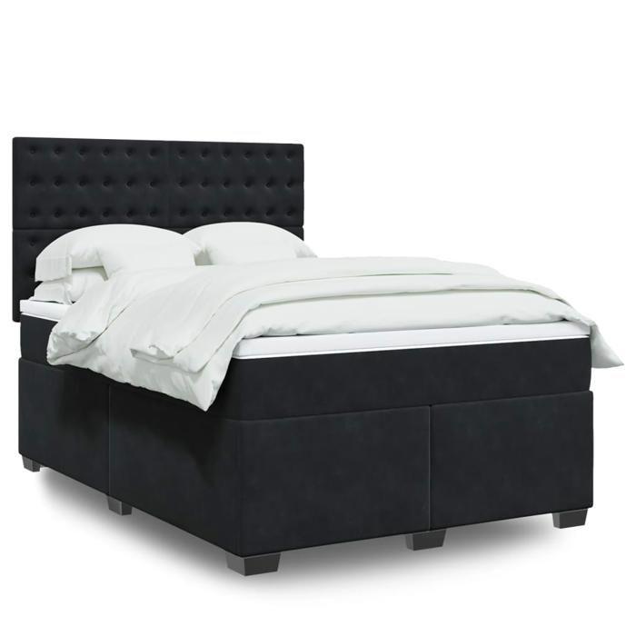 Maison Exclusive - Sommier à lattes de lit avec matelas Noir 140x190 cm Velours