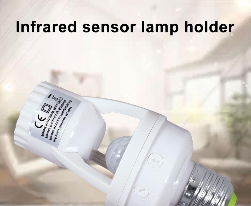 RnnTuu Светодиодная ночная лампа с датчиком движения PIR, 360 градусов, цоколь E27, AC 110В-220В, регулируемая задержка выключения