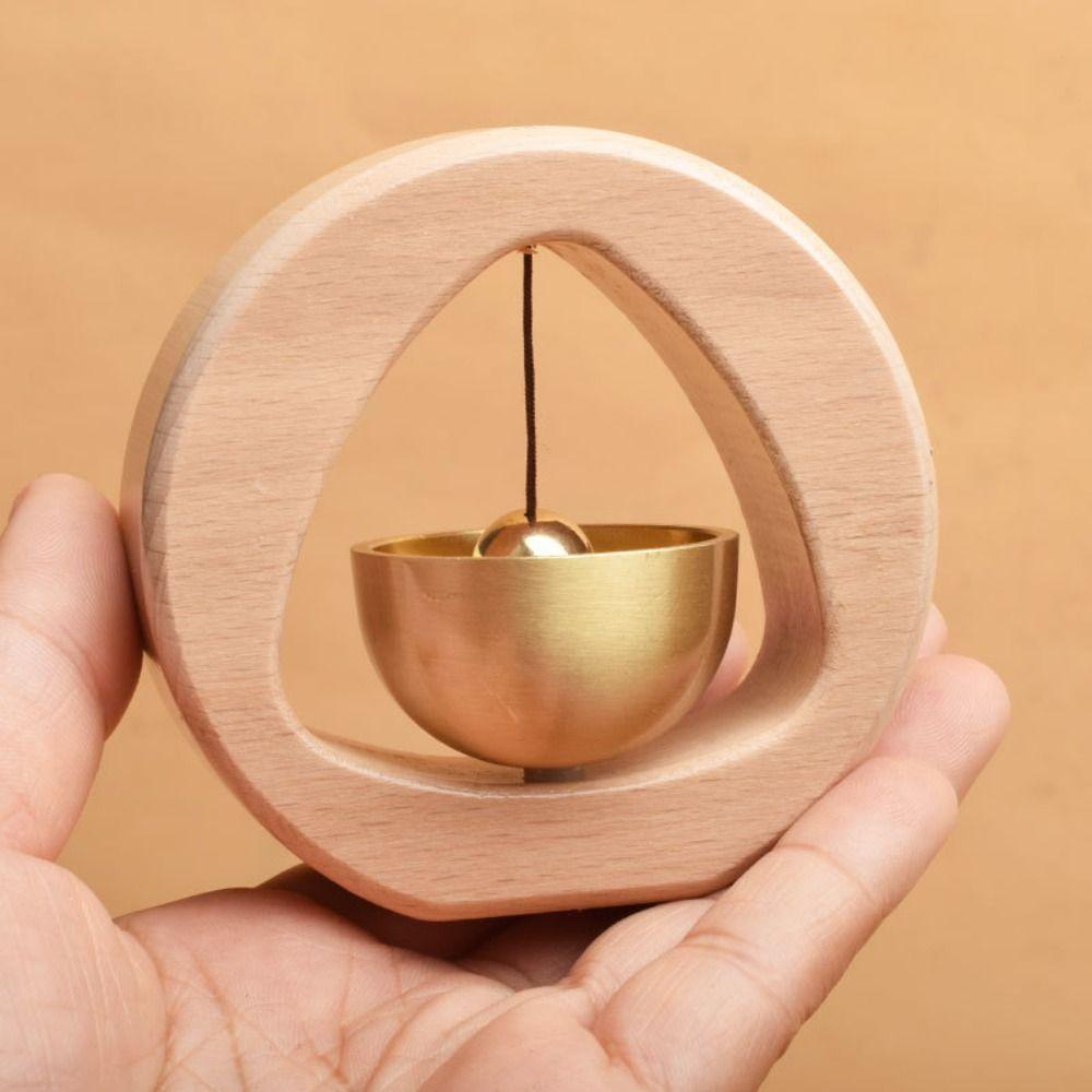 Japanese Style Brass Wind Chime Kawaii Outdoors Door Bell Bell Solid Wooden Magnetic Doorbell Desk