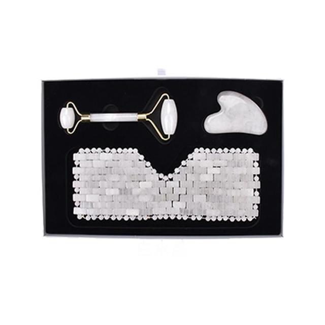 Rose Quartz Obsidian Jade Eye Mask Massager Natural Jade Roller Gua Sha Gouache Scraper Facial Lift Beauty Skincare Massage Tool