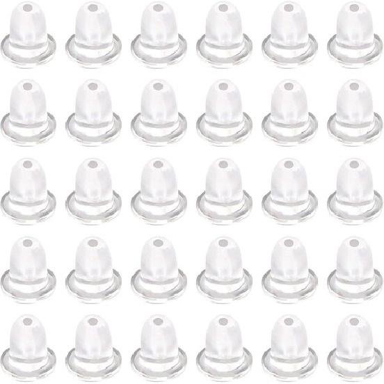 1000pcs Clear Plastic Rubber Safety Earring Backs Soft Silicone Clutch Ear Nut S