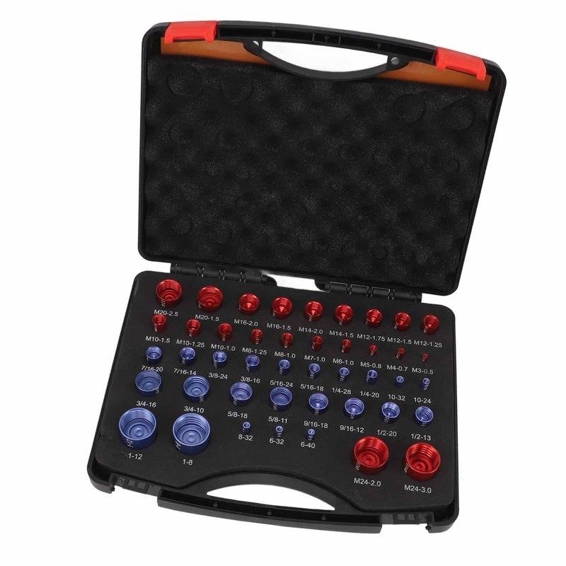 44pcs Nut and Bolt Thread Checker Red Blue Nut and Bolt Size Gauge Inch Nut and Bolt Identifier Gauge Set