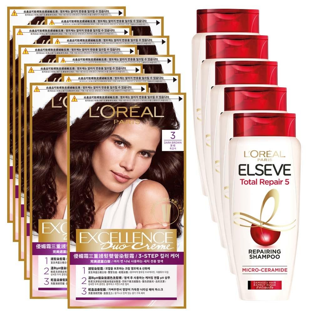 L'Oréal Paris Excellence Duo Крем-краска Нет. 3 2 шт + Шампунь 155 мл специальный набор, 5 наборов