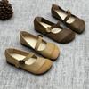Handmade Leather Flat Single Shoes Vintage Round Toe Flat Soft Cowhide Shoes