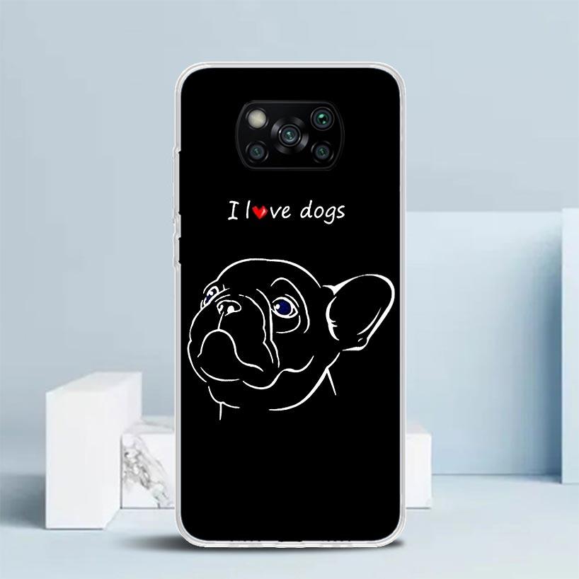 Черно-белый чехол для телефона с французским бульдогом для Xiaomi Poco F7 Ultra X5 X6 X7 Pro M7 Redmi 15C 15 13C 13 12C 12 10C 10 10A 9 9C 9A 9T