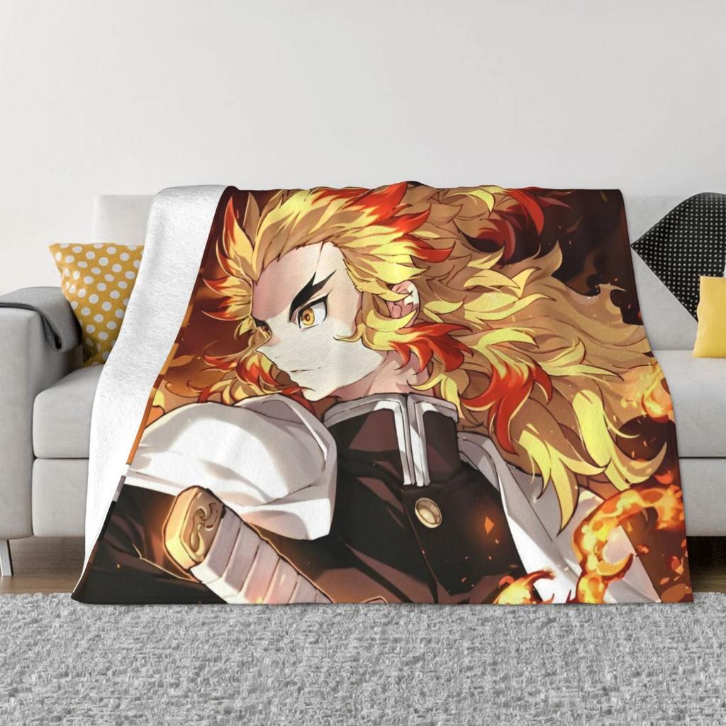 Demon Slayer Anime Plush Blanket Giyu Tomioka And Shinobu Kocho Vintage Throw Blankets for Home 125*100cm Rug Piece