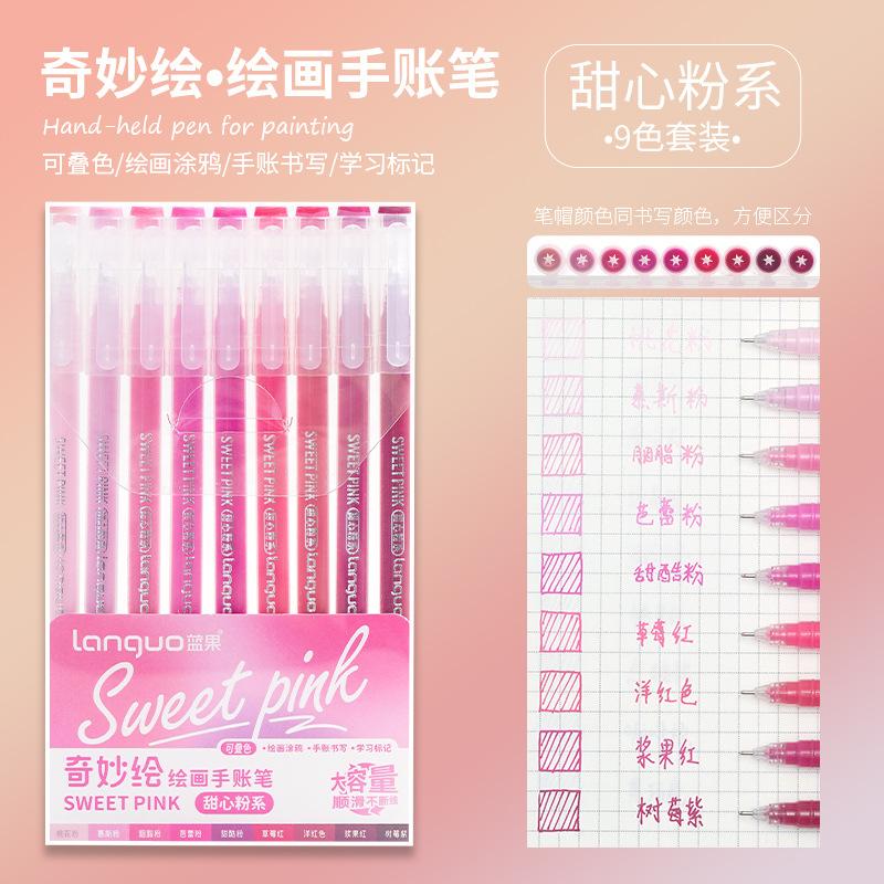 Набор из 9-ти цветов Высокоемкий Нейтральный Односторонний Набор Маркеров Специальная Ручка для Студентов Рисования Ведения Заметок и Выделения Ключевых Моментов