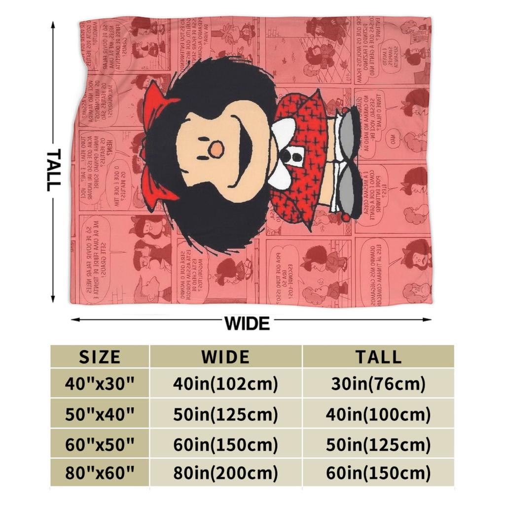 Mafaldas Knitted Blankets Fleece Anime Super Warm Throw Blanket for Bedroom Sofa Bed Rug