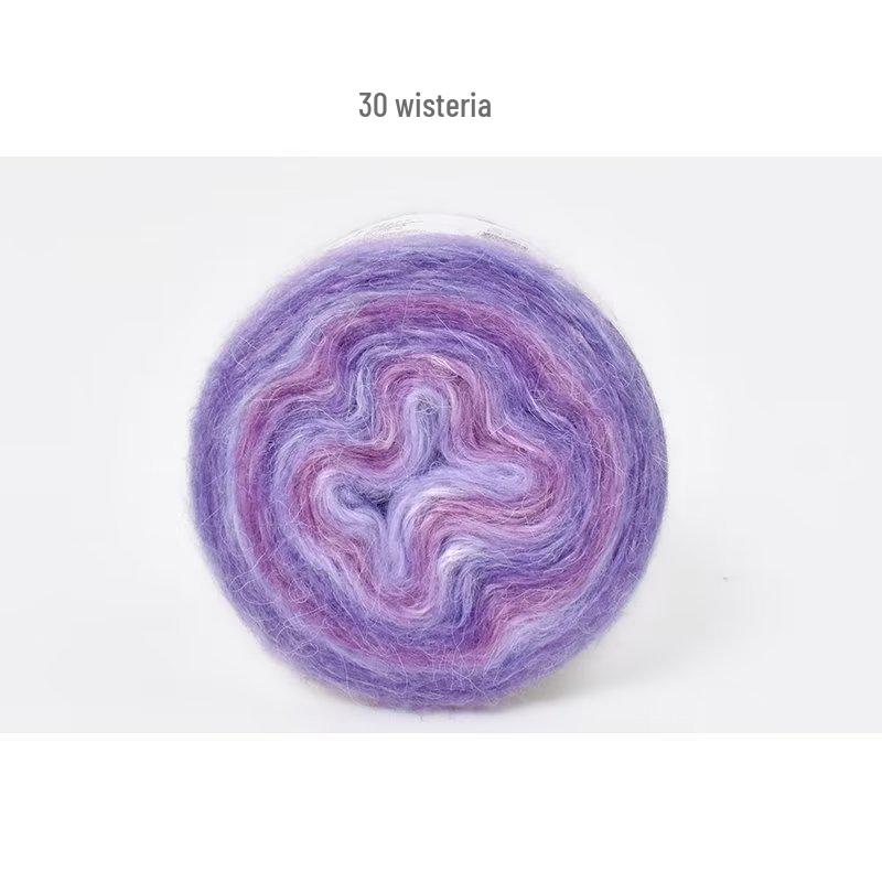 Пряжа из мохера ручной окраски с градиентным радужным переходом - Пушистая, мягкая и идеально подходит для вязания и DIY-проектов.