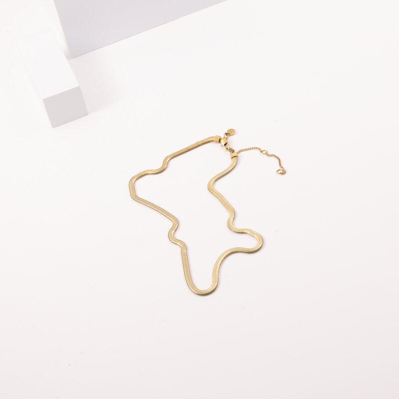 Joolim Jewelry Позолоченное 18K Простое Змеиное Плетение Ожерелье Из Нержавеющей Стали Украшения