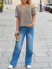 Women's V Neck T-Shirt Short Sleeve Flowy Loose Basic Summer Tee Top