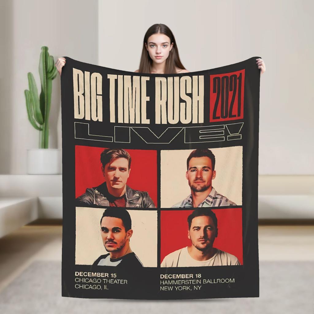 Big Time Rush Band  Flannel Blanket Winter  Super Soft Throw Blanket for Girls Boys Outdoor Funny Bedspread Sofa Bed Cover