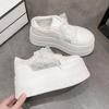Fashion 7.5CM High Platform White Shoes Women New 2025 Summer Breathable Lace Mesh Chunky Sneakers Designer Thick Sole Sports Shoes