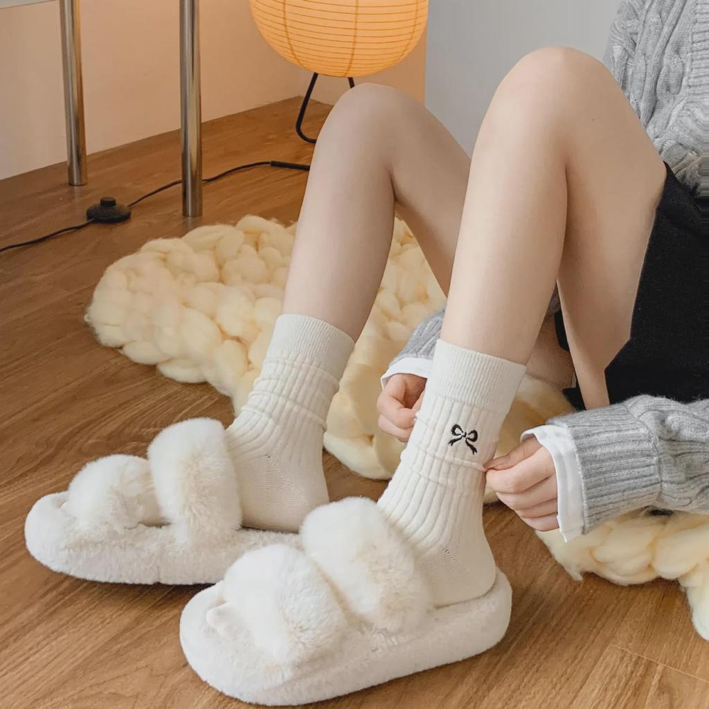 Японские носки MIU Girl Bow из хлопка в стиле ретро на осень-зиму — милые женские носки до середины голени в стиле колледжа