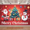 Party Backdrop Santa Claus Christmas Flat Santa Claus Snowman Tree Multi Layered Celebration Photo Booth Front Door Decor