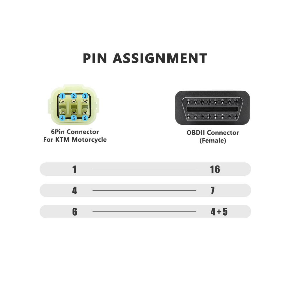 16-контактный к 6-контактному диагностический адаптерный кабель OBD для мотоциклов KTM
