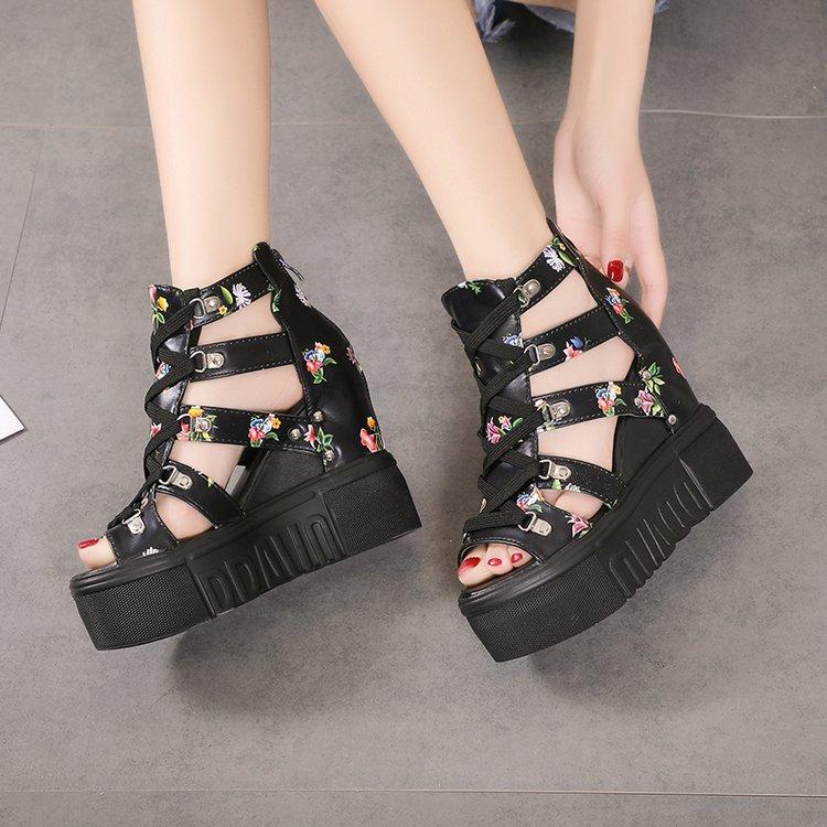 High-Heeled Sandals Women'S Summer New Style Platform Hollowed Out Fish Mouth Sandals