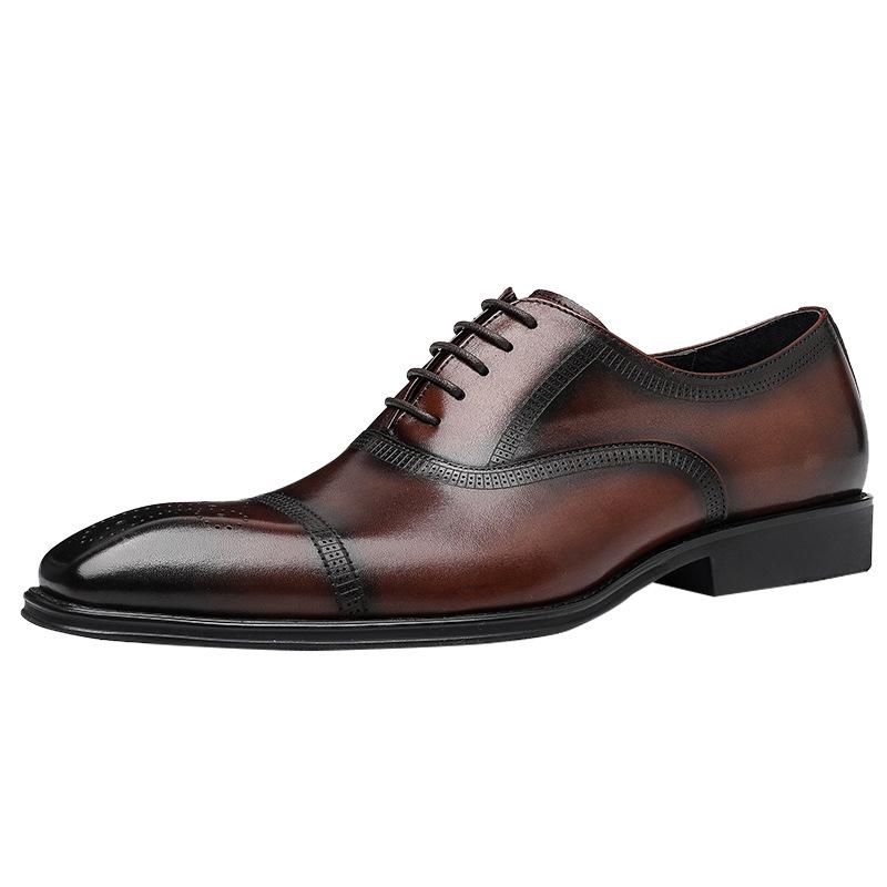 Мужские трехсоставные официальные кожаные туфли Мужские туфли-оксфорды из натуральной кожи в британском стиле в стиле ретро с гравировкой Brock