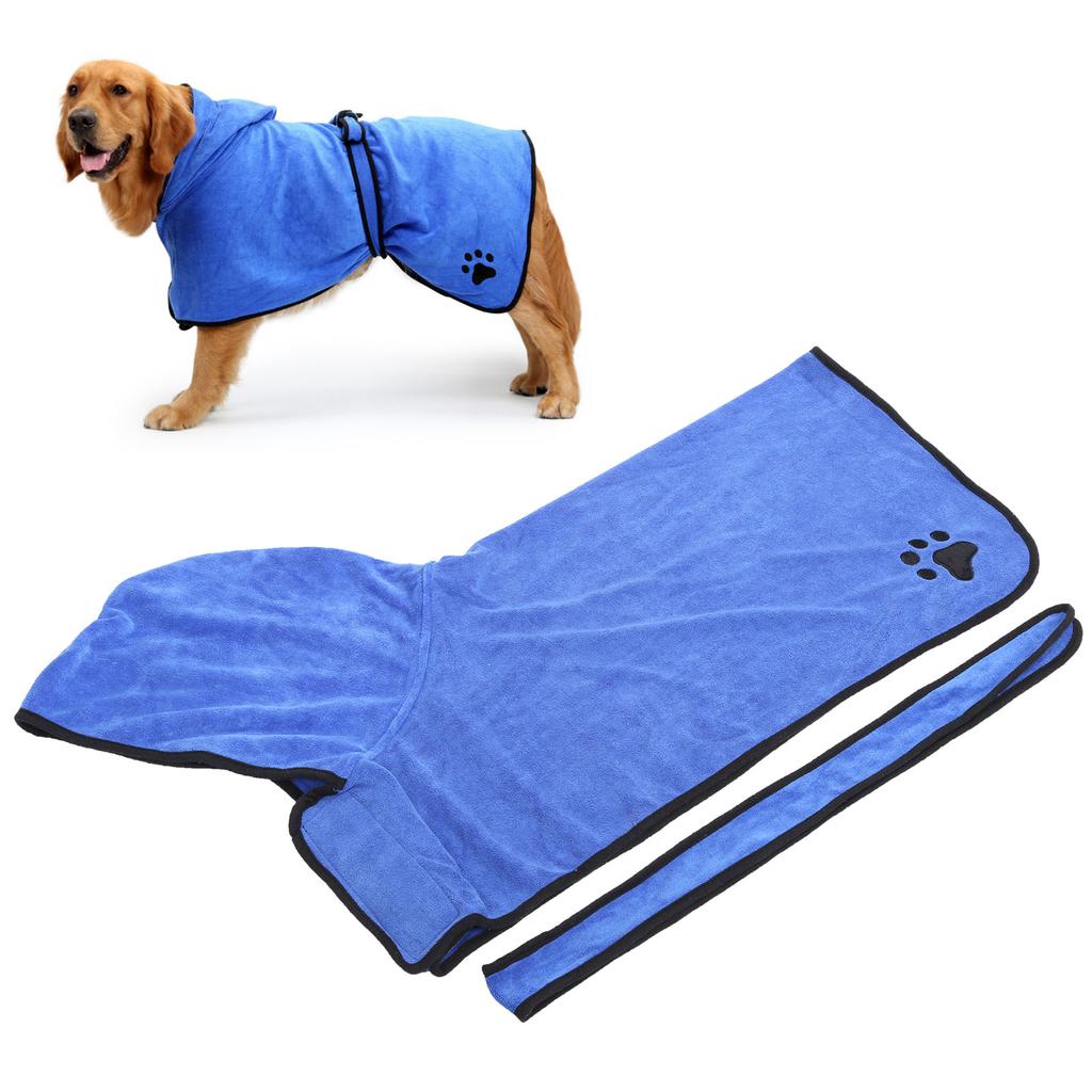 Fiber Pet Water Absorbent Bathrobe Dog Wearable Hooded Drying Bath Towel with BeltXL