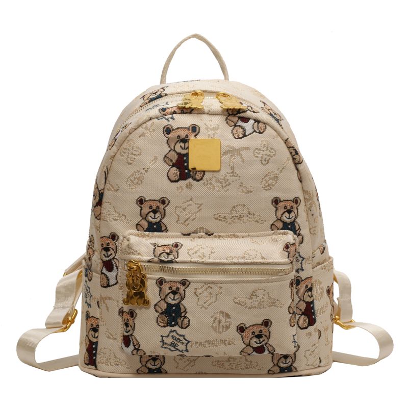 Cute Bear Print Mini Backpack for Women  School Student Backpack  Casual Travel Backpacks  New Fashion
