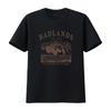 Vintage Retro Badlands National Park Bison 1978 Print Outdoor Casual T Shirt Vintage Washed Top For Everyday Wear Fashion