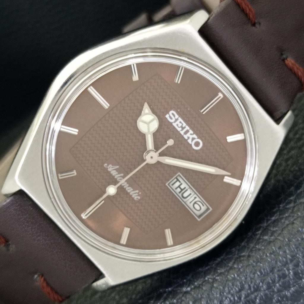 Seiko AUTOMATIC JAPAN MENS VINTAGE BROWN COLOR DIAL WATCH A701443-5 R206b-a701443