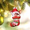 Creative Cute Christmas Shape Pendant Stocking Dog Flying Dragon Figurine Christmas Tree Hanging Ornament Holiday