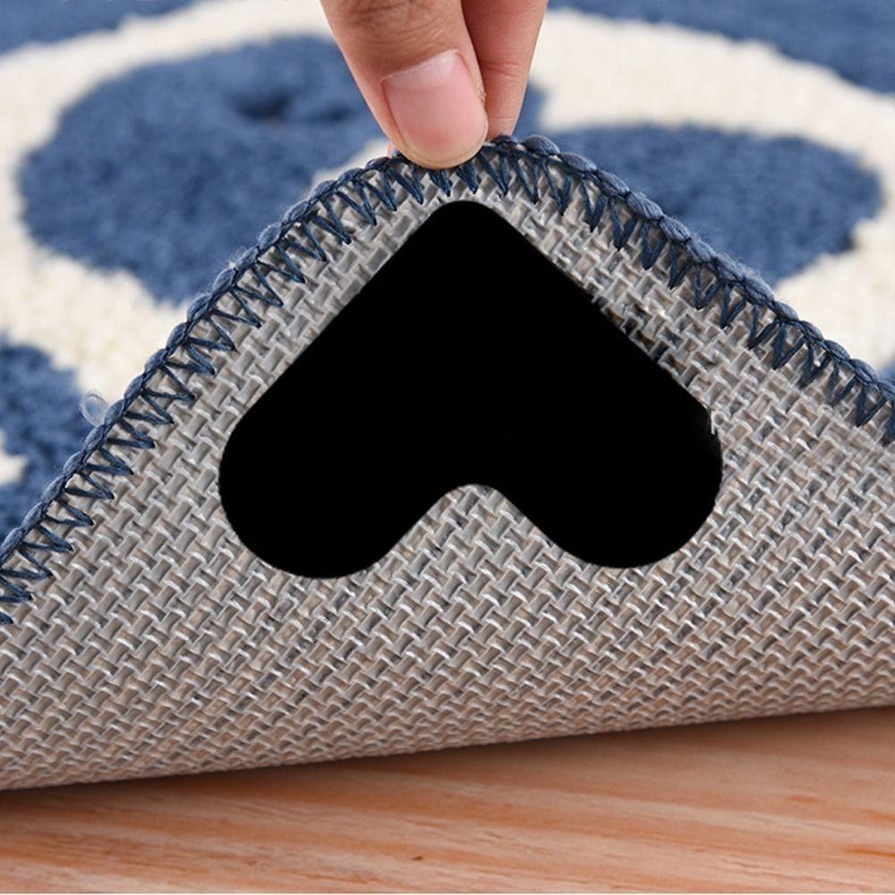 4Pcs Traceless Rug Corner Gripper Strong Adhesive Carpet Tape Slip-resistant Mat Fastener Carpet