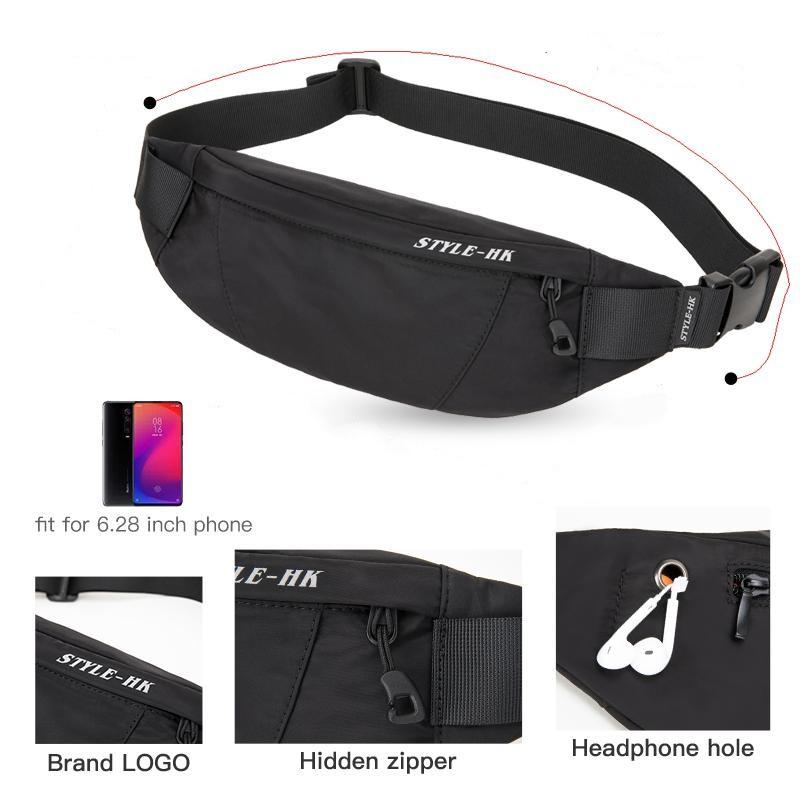 Поясная сумка, черная водонепроницаемая поясная сумка для денег, мужской кошелек, подростковый дорожный кошелек, поясная мужская поясная сумка, портсигар для телефона