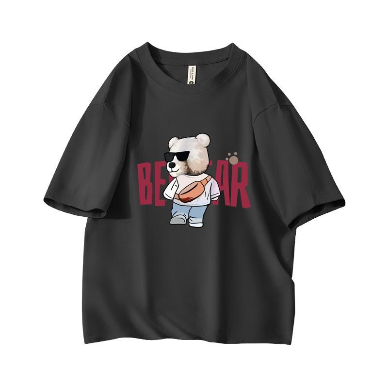 Cute Cool Stylish Bear Shades Oversized Short Sleeve O Neck T Shirt Graphic Print 100 Cotton 2000s Women Tops clothes Summer