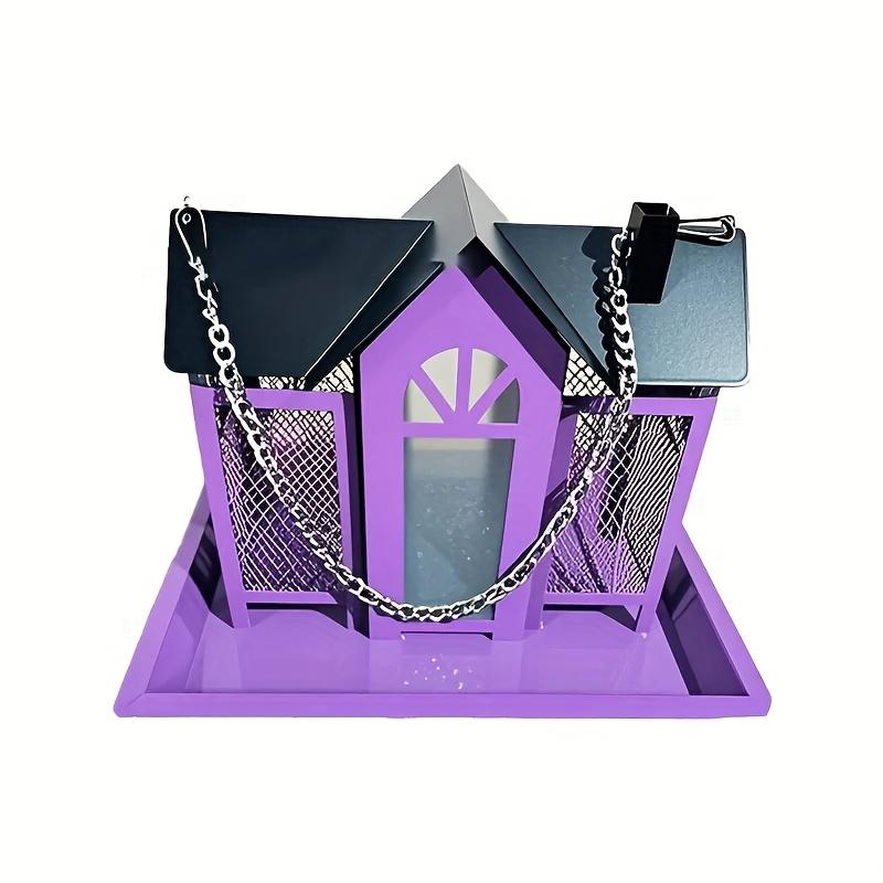 Vibrant Red Metal Bird Feeder House - Triple Feeding Station with Weather-Resistant Design, Attracts Cardinals, Sparrows