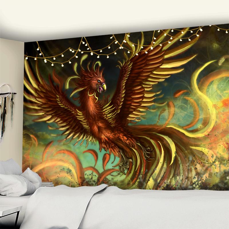 Психоделический гобелен с грибом смерти, настенный красочный абстрактный богемный хиппи, колдовство, общежитие, домашний декор