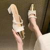 French Pearl Baotou Half Slippers Women's Summer Wear Spring 2025 New Thick High-heeled Versatile Muller Cool Slippers