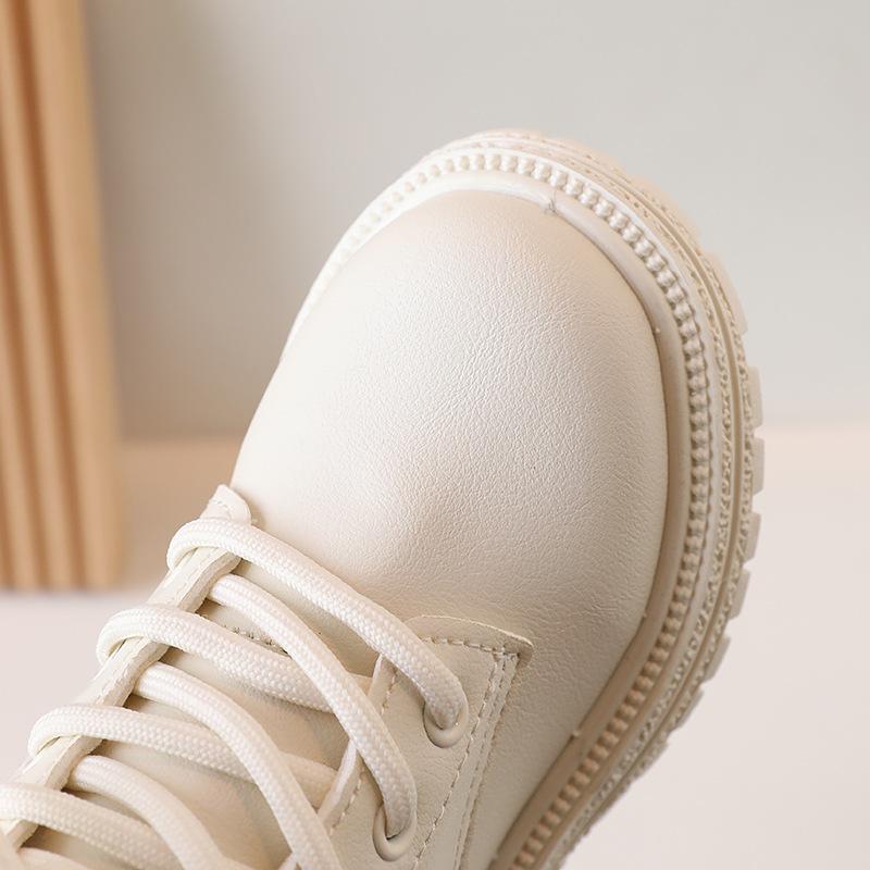 2023 весенние новые детские кожаные ботинки для мальчиков, однотонные бежевые универсальные дышащие простые детские полусапожки для девочек, повседневные