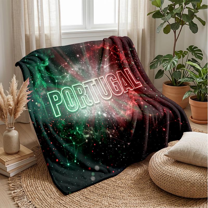 Portugal Football Printed Flannel Blanket Skin Friendly Warm Decorative Throw for Indoor Couch Bed Daily Use