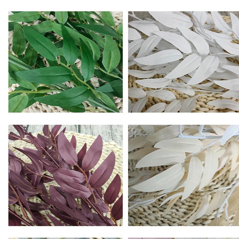 5 веток шелковой искусственной ивы букет искусственные зеленые листья вечеринка свадьба фон украшение искусственная листва лоза DIY растительный венок