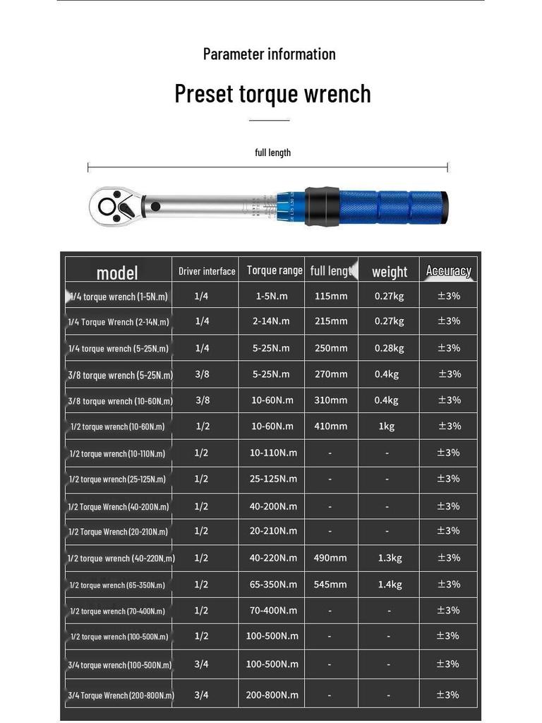 Adjustable High Precision Torque Wrench: Calibration for Small/Medium/Large, Kilogram Measurement, Ideal for Spark Plugs
