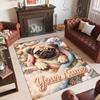 Pug Theme Crystal Velvet Floor Rug Personalized Custom Name Text Warm Carpet Home Decoration