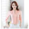 Весенняя шифоновая рубашка женская корейская рубашка с веером маленький свежий воротник-стойка свободная средней длины с длинным рукавом белая рубашка