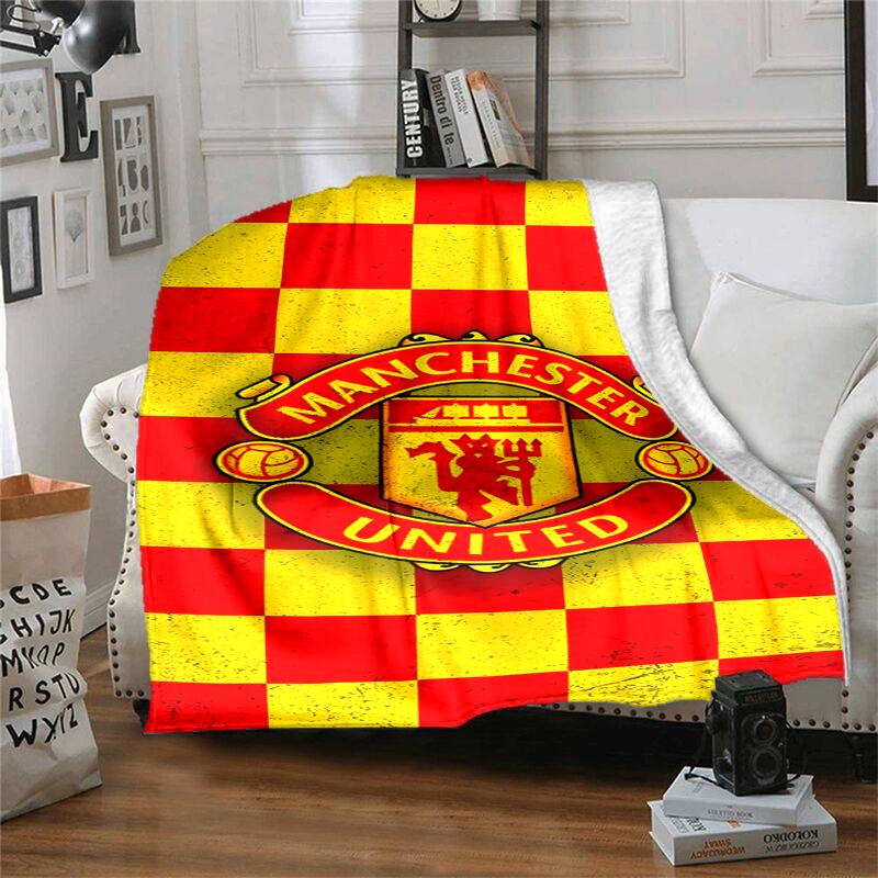 Manchester Football Flannel Blanket Soft All-Season Throw, Design for Camping, Car Travel, Hiking Sofa, Bed, Office Perfect Gift for Parties