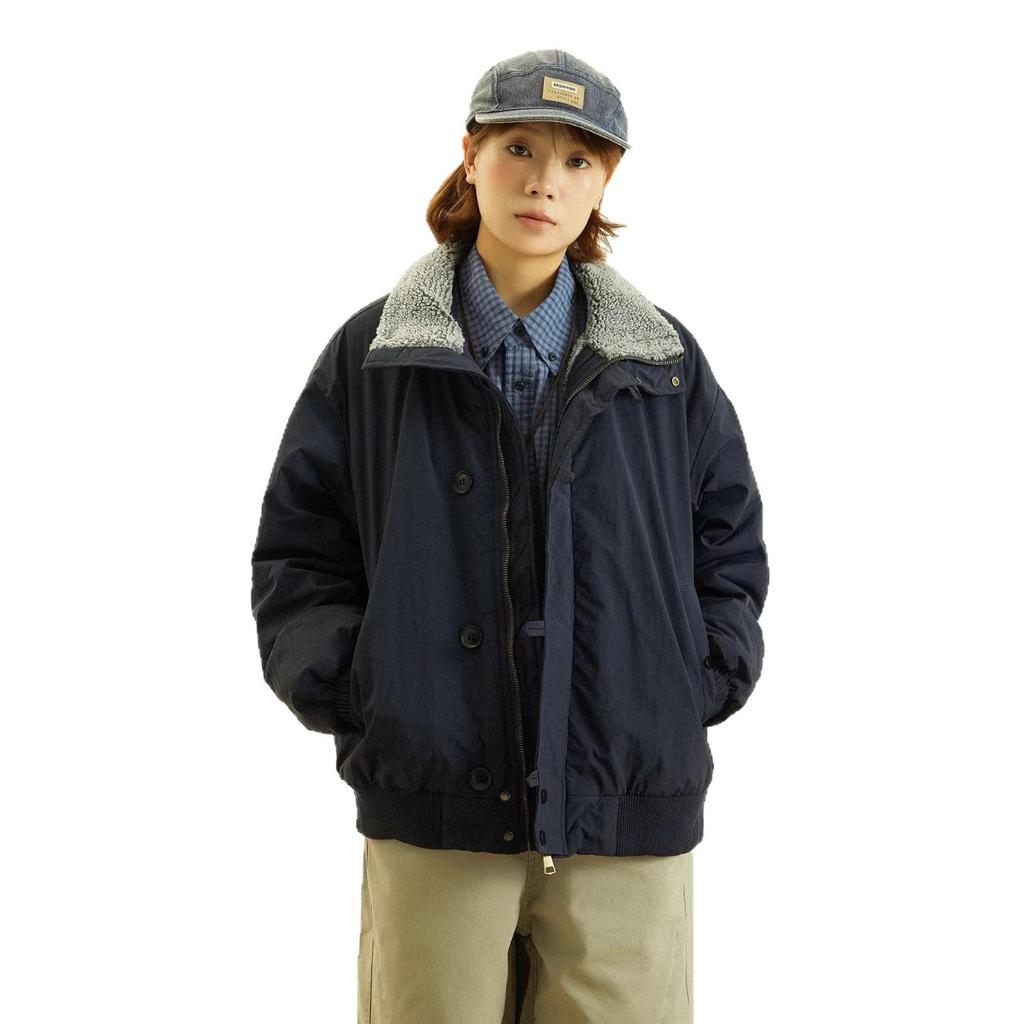 Japanese Retro Stand Collar Lambswool Jacket - Oversized, Warm, Versatile Outdoor Winter Coat