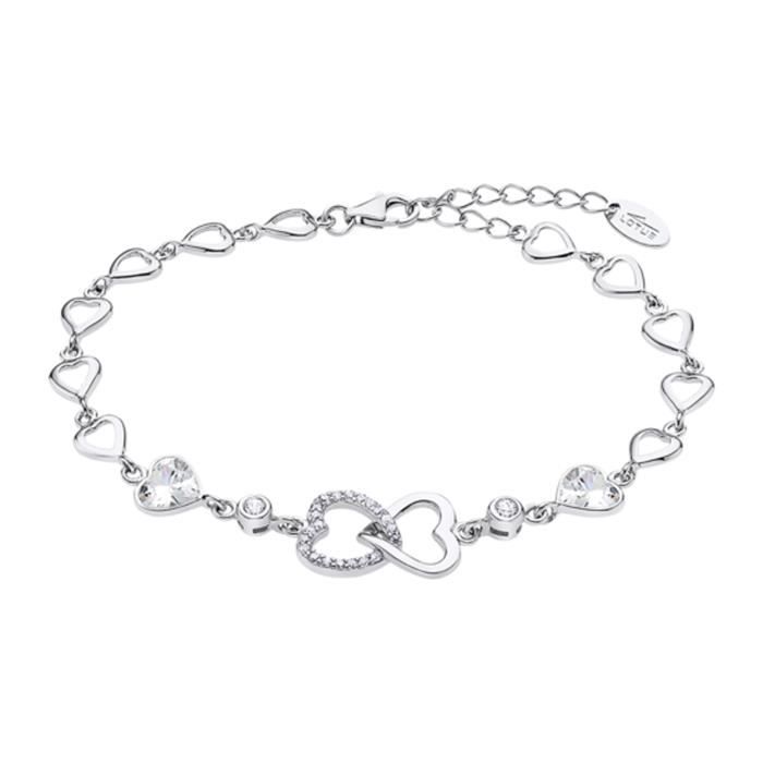 Bracelet - Lotus Silver - Bracelet coeurs - Argent 925 - Oxydes de zirconium - Blanc