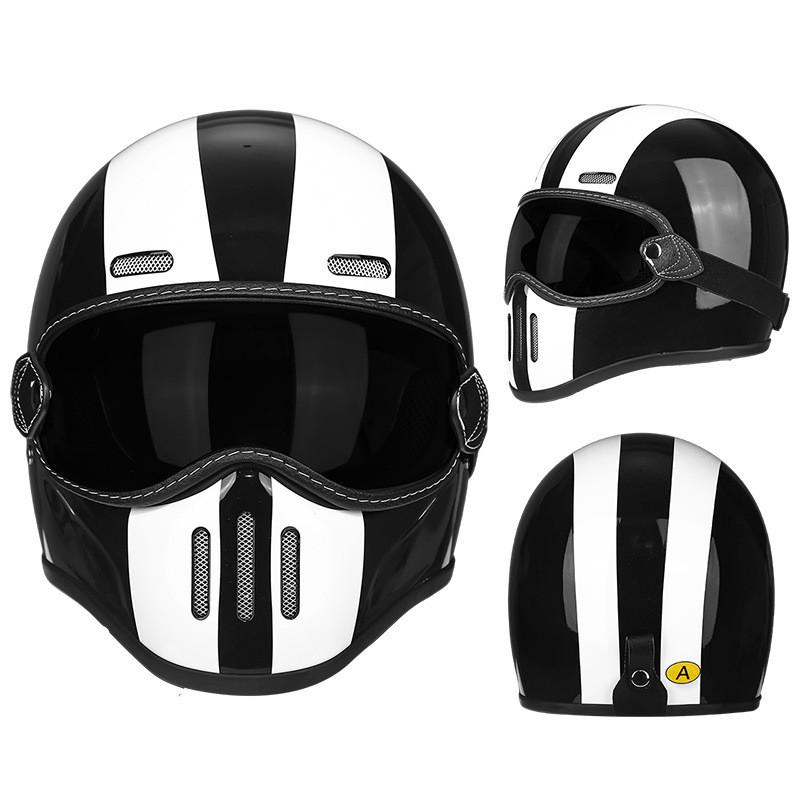 Carbon Fiber Retro Full Face Motorcycle Helmet Men Women Vintage Pig Nose Style Small Shell Cruiser Harley