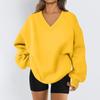 Ladies Long Sleeve Solid Color V-neck Sweatshirt