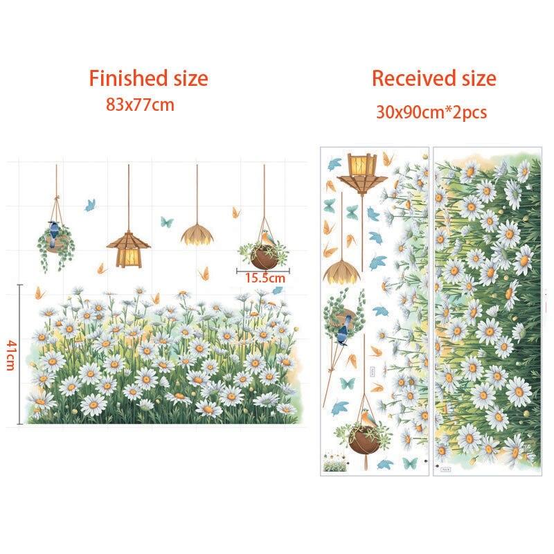 Дейзи Трава Магнолии Цветок Стены Наклейки Плинтус Угловые Украшения Виниловые Фрески Стены Искусства Декор Наклейки