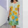Beautiful Womens Dresses 3d Flowers Print Woman Clothing Casual A-Line Skirt Oversized O-Neck Tops Summer Elegant Women Dress