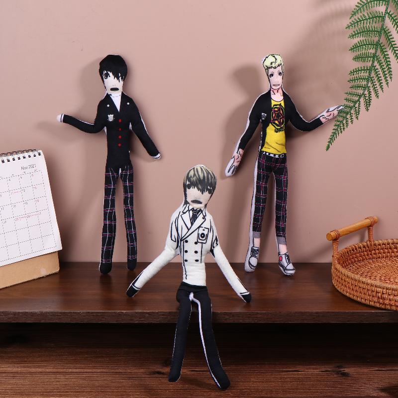 Game Persona Cosplay Doll Amamiya Ren Ryuji Sakamoto Akechi Goro Cosplay Plush Cotton Doll Twistable Shape Stuffed Doll Toy Gift