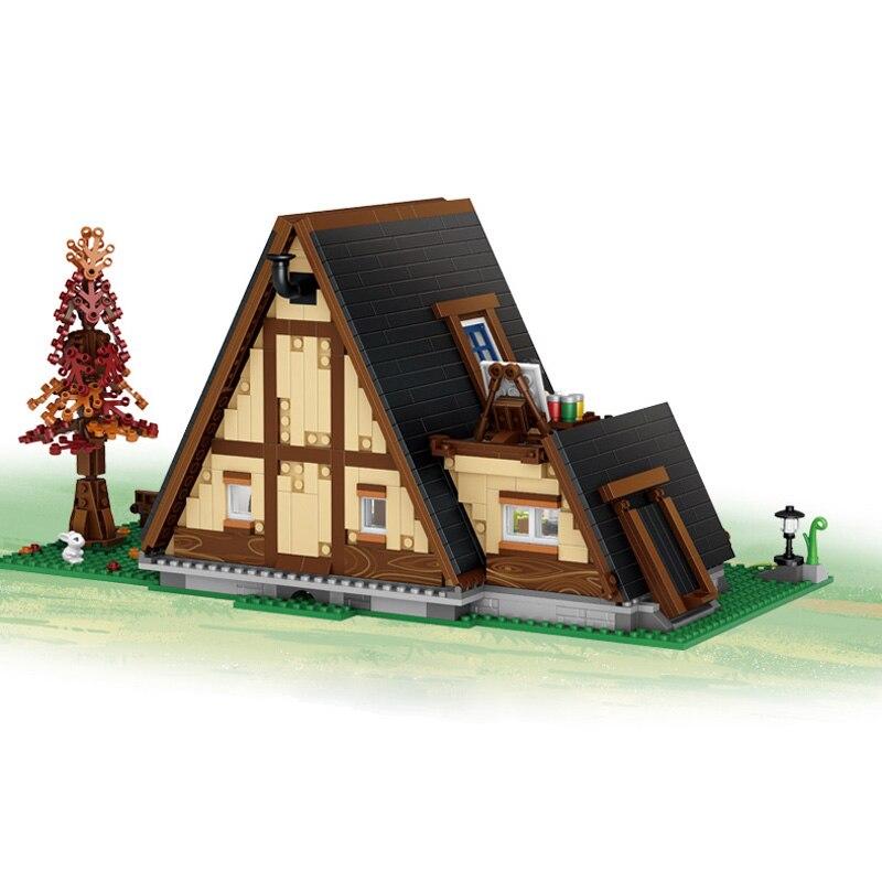 LOZ 1037 Городская архитектура Треугольник Деревянный дом Вилла Сад Дерево Цветок 3D Мини-блоки Кирпичи Строительная игрушка без коробки